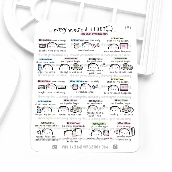 New year resolution fails planner stickers