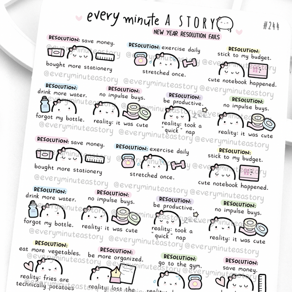 New year resolution fails planner stickers