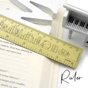 Beanie metal ruler Vol.3, antique gold, book lover -Limited Stock!