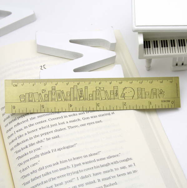 Beanie metal ruler Vol.3, antique gold, book lover -Limited Stock!