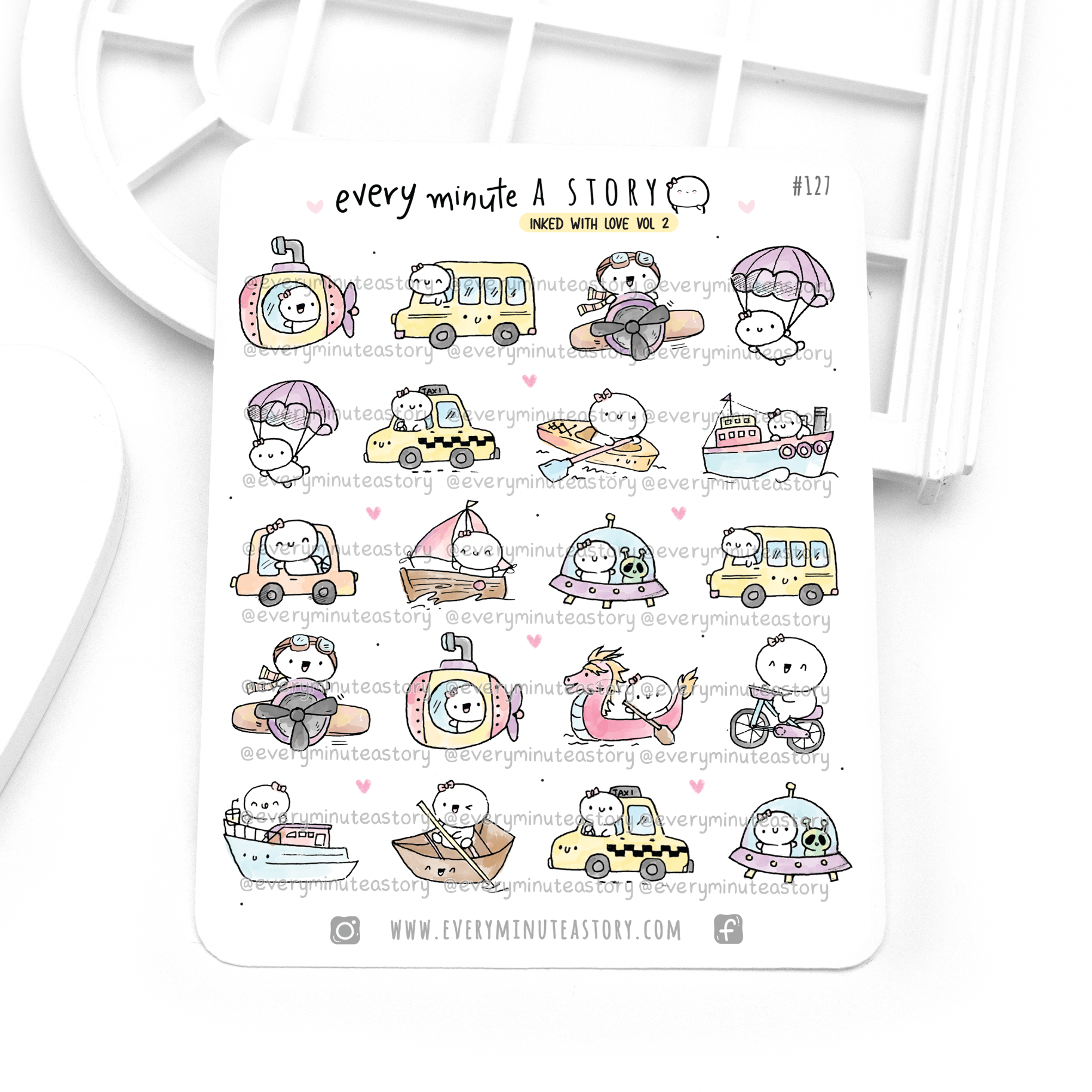 Beanie on Wheels Inktober 2025 vol.1 and vol.2 samplers, hand sketched- Low Stock!