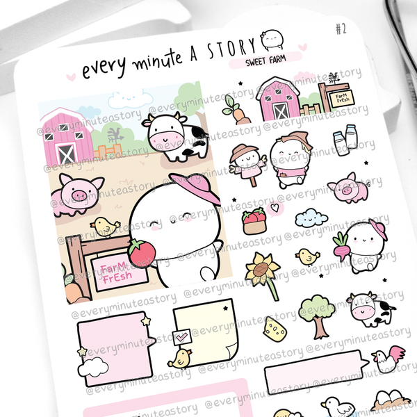 Sweet farm Beanie stickers, barn animals, farm life- Limited Stock!