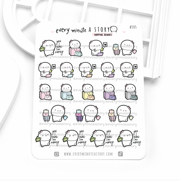 Shopping time, add to cart Beanie planner stickers