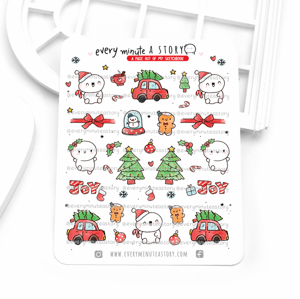 Christmas time sketches stickers- Low Stock!