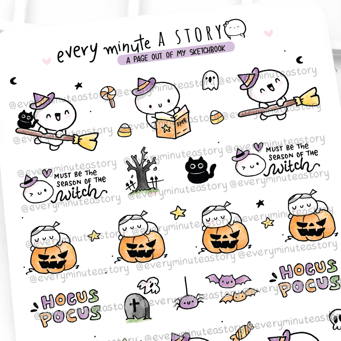 Halloween sketches stickers- Low Stock!