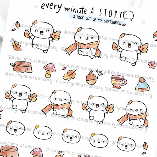Hand sketched fall stickers- Limited stock!