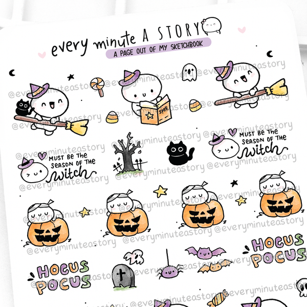 Hand sketched halloween stickers- Limited Stock!