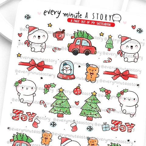 Christmas time sketches stickers- Low Stock!