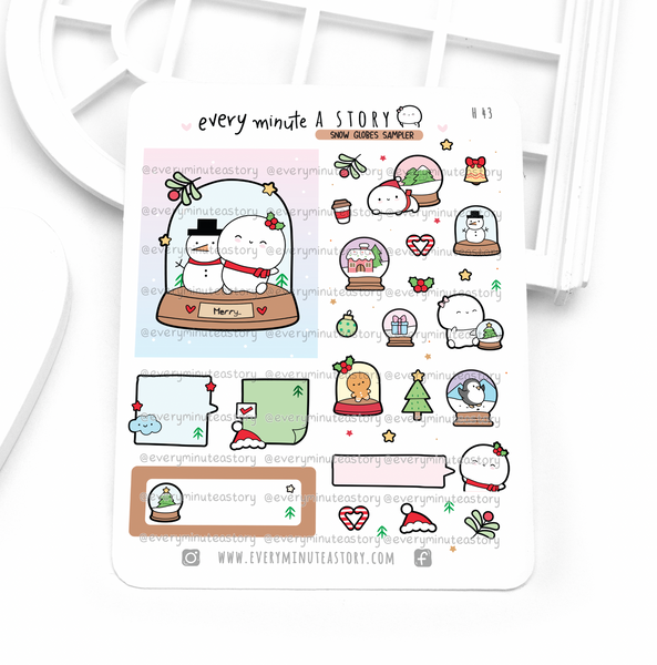 Snow globe stickers, Christmas- Low Stock!