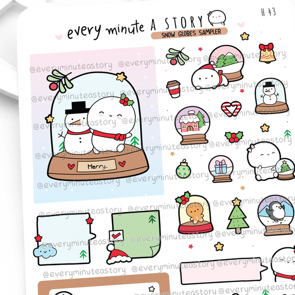 Snow globe stickers, Christmas- Low Stock!