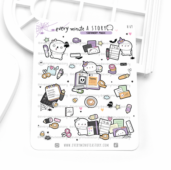 Spooky stationery magic Beanie stickers, halloween