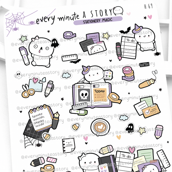 Spooky stationery magic Beanie stickers, halloween