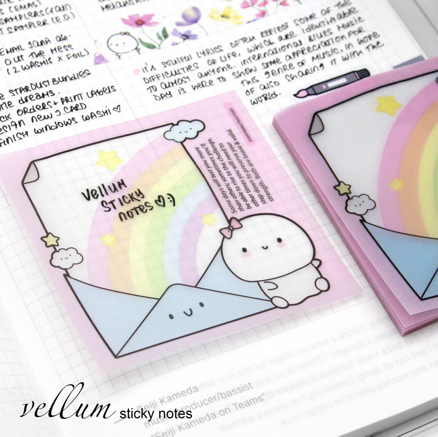 Rainbow vellum sticky notes -Limited stock!
