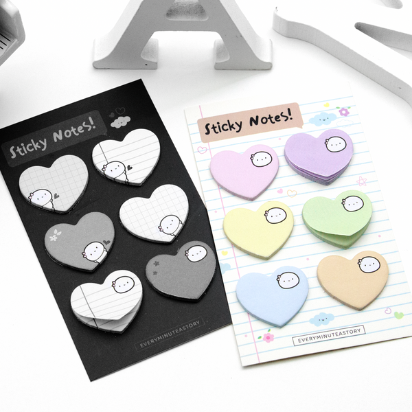 Beanie mini sticky notes, tiny hearts, set of 6 -Limited Stock, limit 2/order