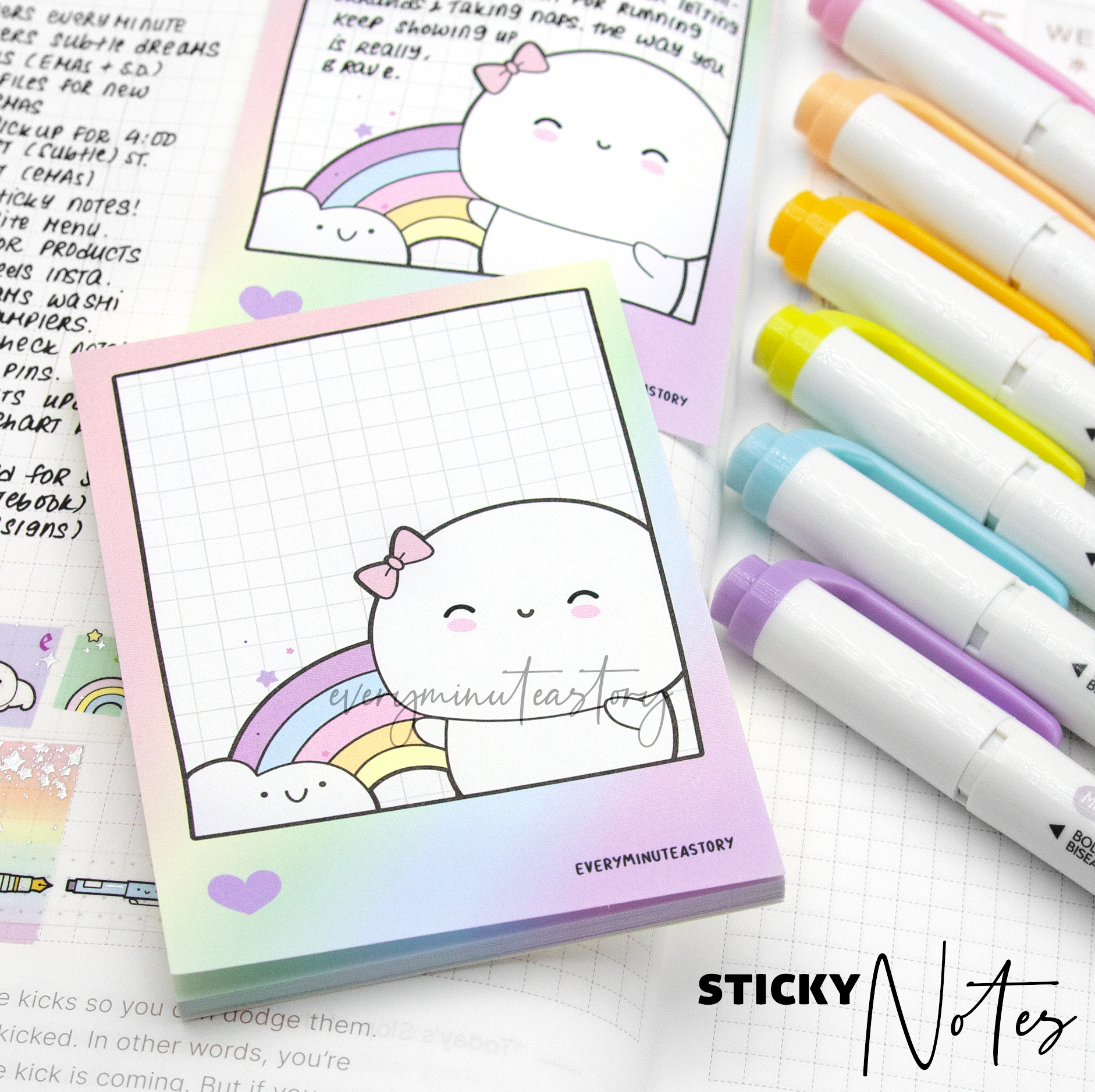 Rainbow polaroid Beanie sticky notes- Low Stock!