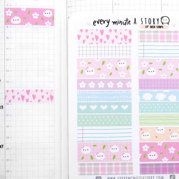 Deco washi strip planner stickers, hobonichi cousin, weeks