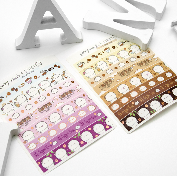 Coffee lovers washi paper washi strips, brown foiled- Limited Stock!