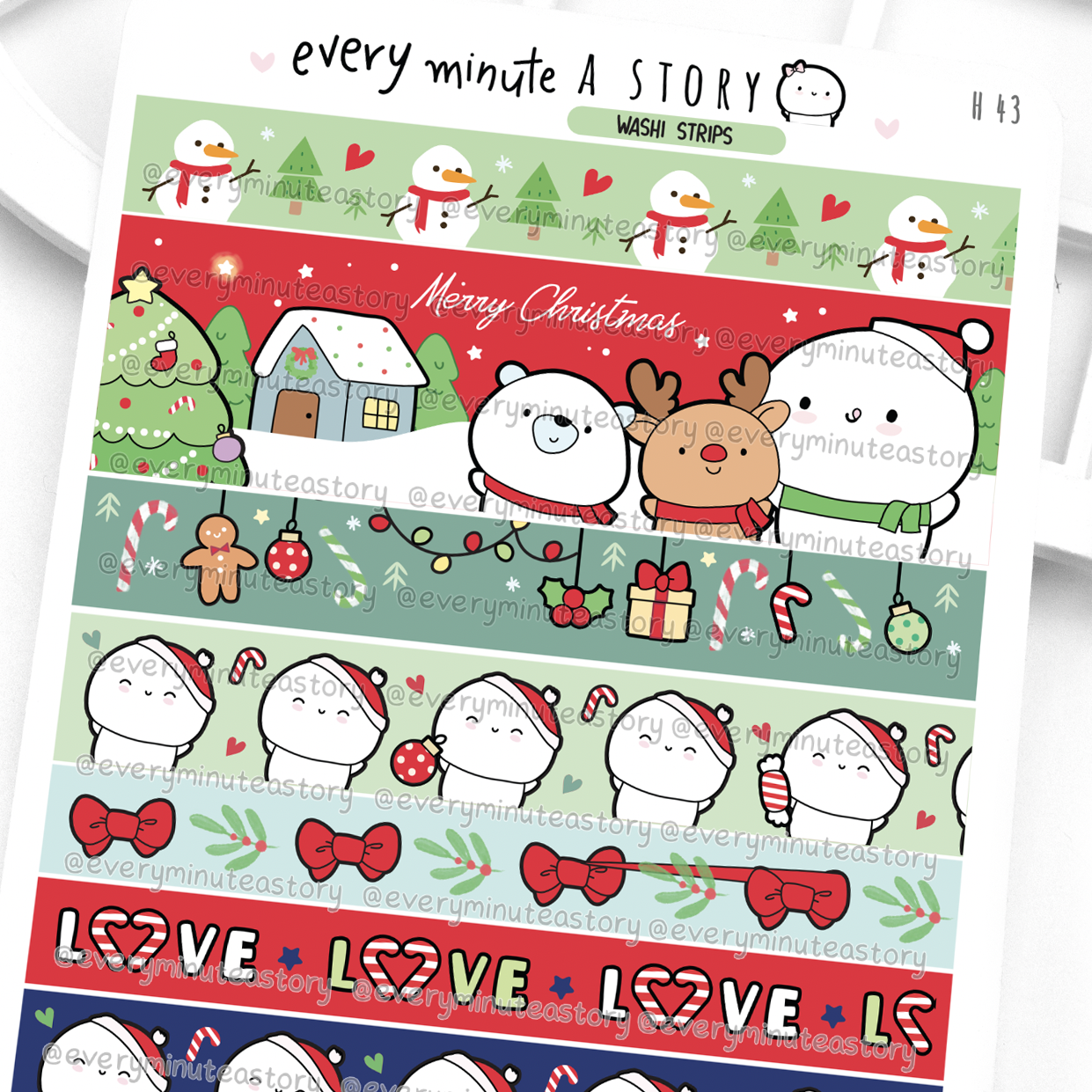 Holiday magic washi strips stickers, Christmas