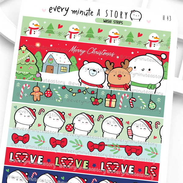 Holiday magic washi strips stickers, Christmas