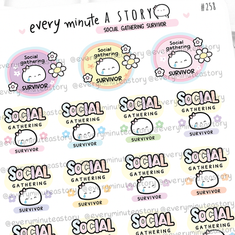 Social gathering survivor Beanie stickers, introvert