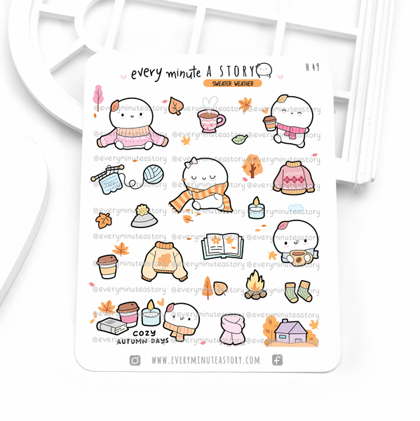Sweater weather fall stickers, cozy autumn planner