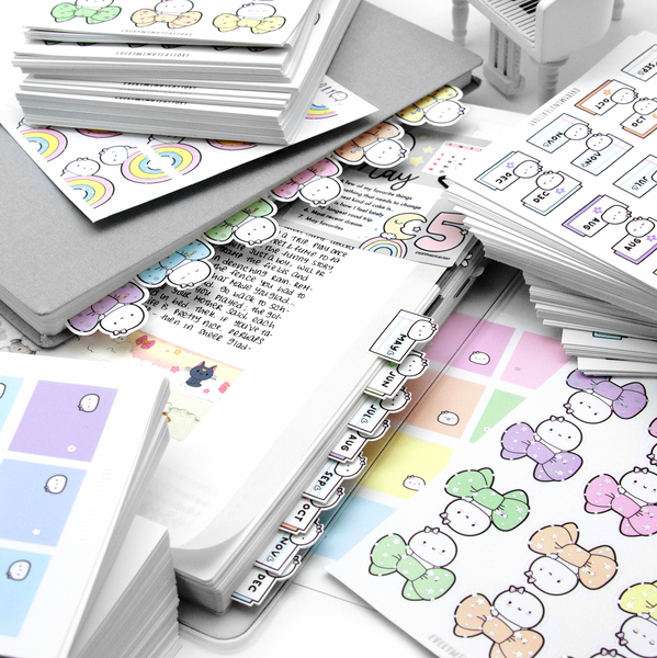Planner tabs- rainbow, bow, monthly, pastel- Limited Stock!