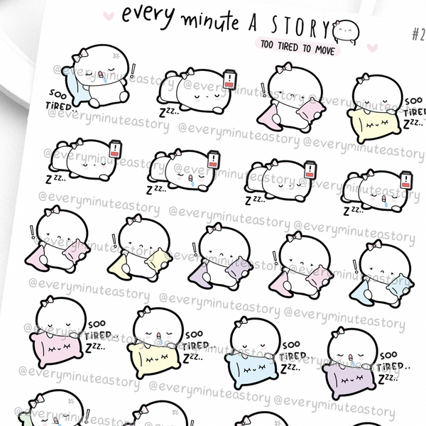 Tired, exhausted, drained Beanie stickers, long day, work