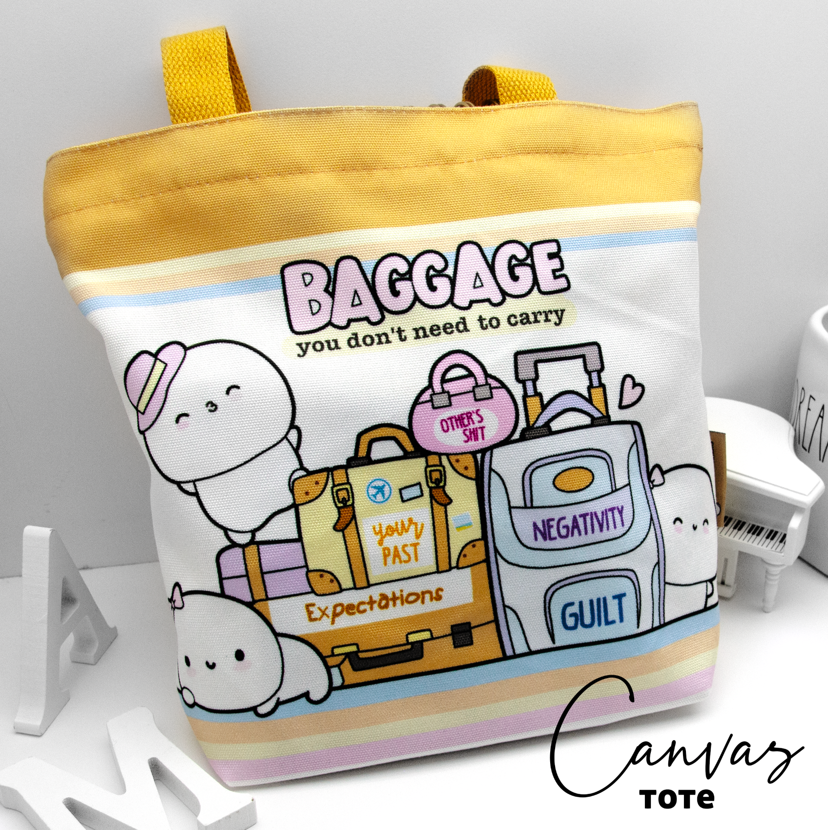 Baggage- Beanie cotton canvas tote, travel- Limited stock, Limit 1/order