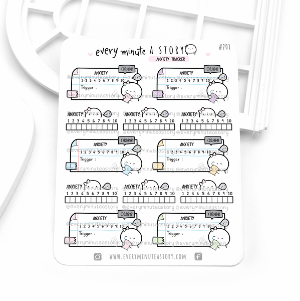 Anxiety, depression and stress trackers planner stickers, journal