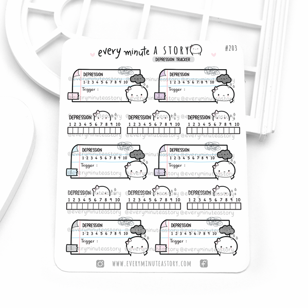 Anxiety, depression and stress trackers planner stickers, journal