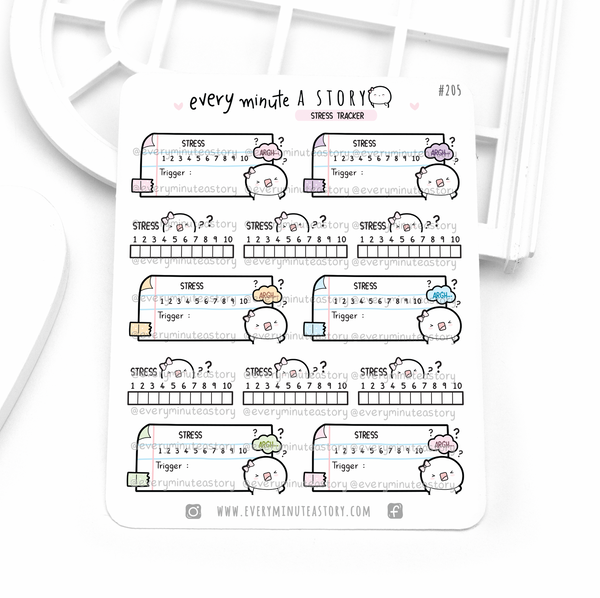 Anxiety, depression and stress trackers planner stickers, journal