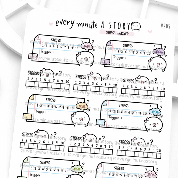 Anxiety, depression and stress trackers planner stickers, journal