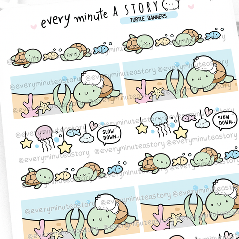 Turtle banners planner stickers