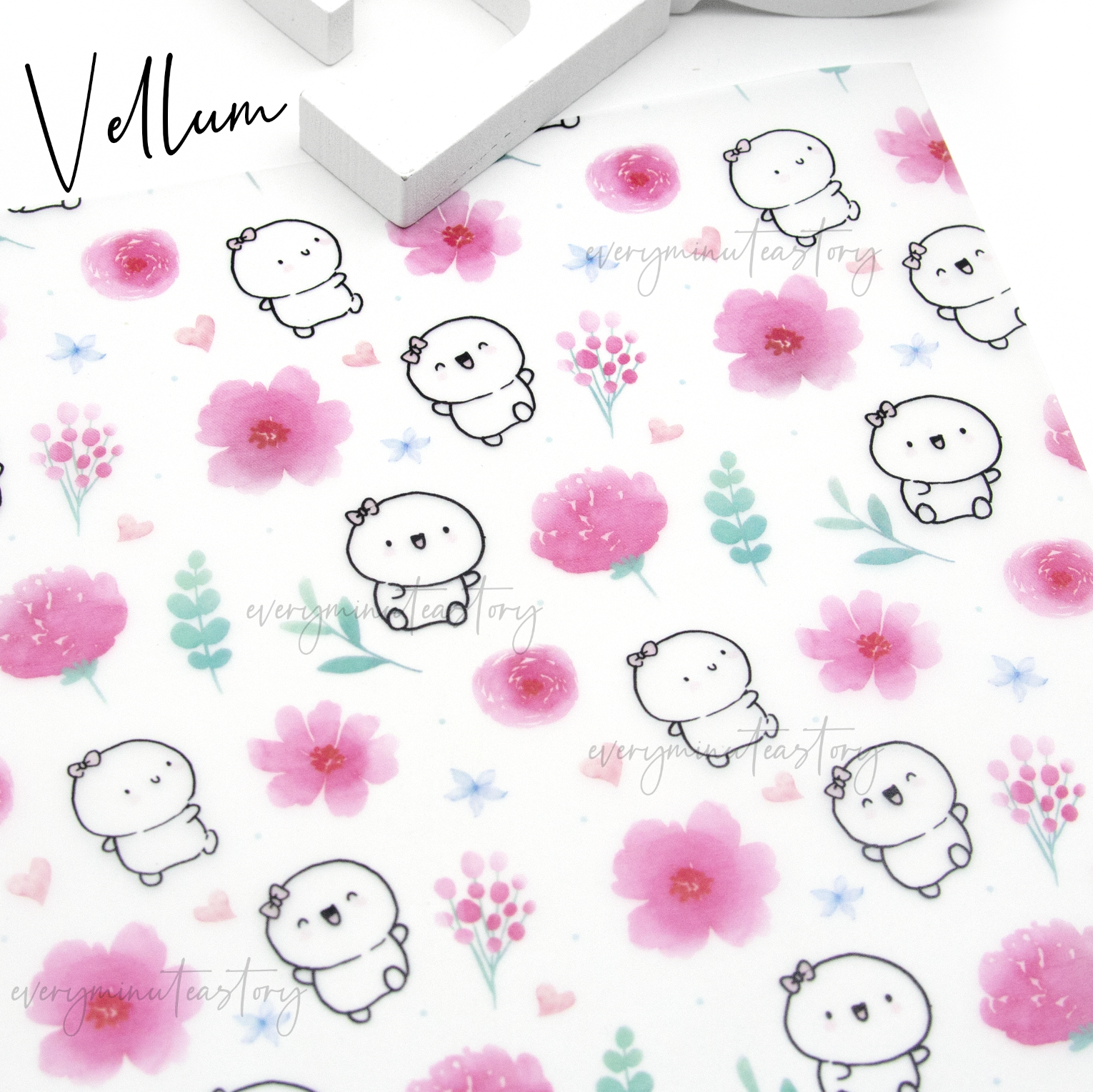 Watercolor flowers vellum- Limited Stock! Limit 2/order