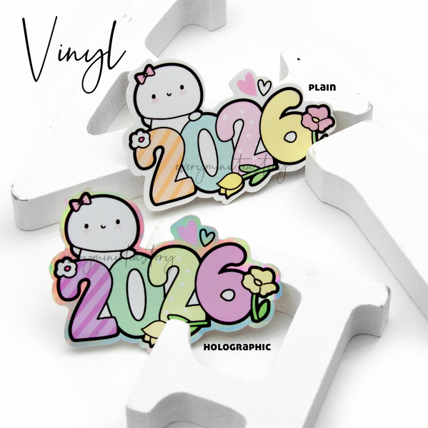 2026 vinyl stickers, plain & holographic -Limited Stock!