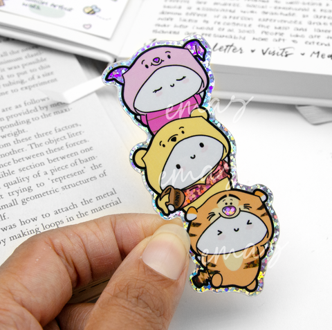 Pooh Beanie and friends, glitter waterproof Vinyl die cut sticker- Limited Stock!