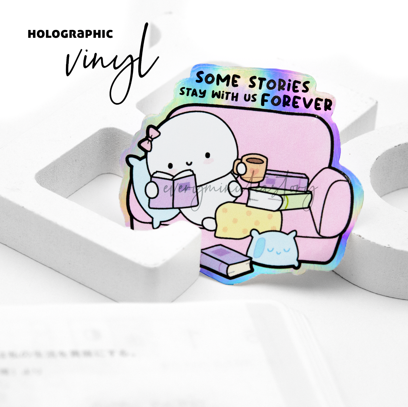 Some stories...book lover holographic vinyl sticker -Limited Stock!