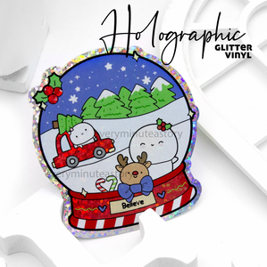 Snow globe Beanie glitter vinyl sticker, Christmas- Limited Stock!