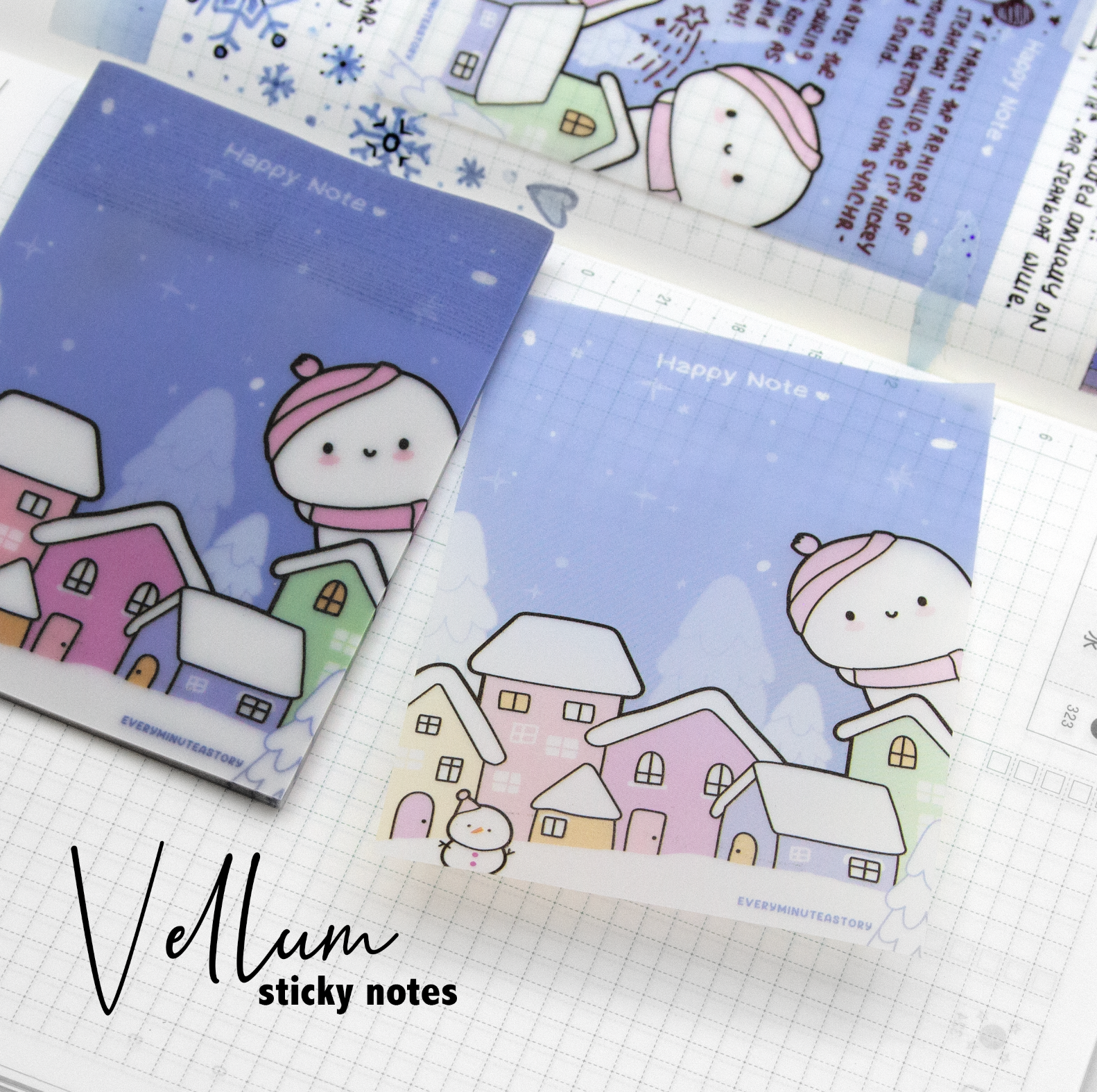Notebook Spring Png Sticker Winter houses vellum sticky notes -Limited stock, limit 3/order ...