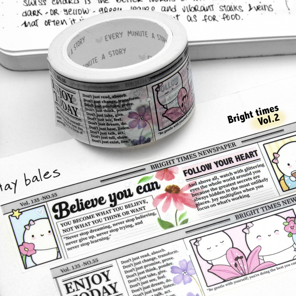 Bright Times Beanie wide washi Vol.2, newspaper- Limited Stock! Limit 2/order