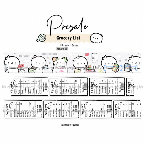 PRE-SALE washi #3! Grocery list Beanie washi