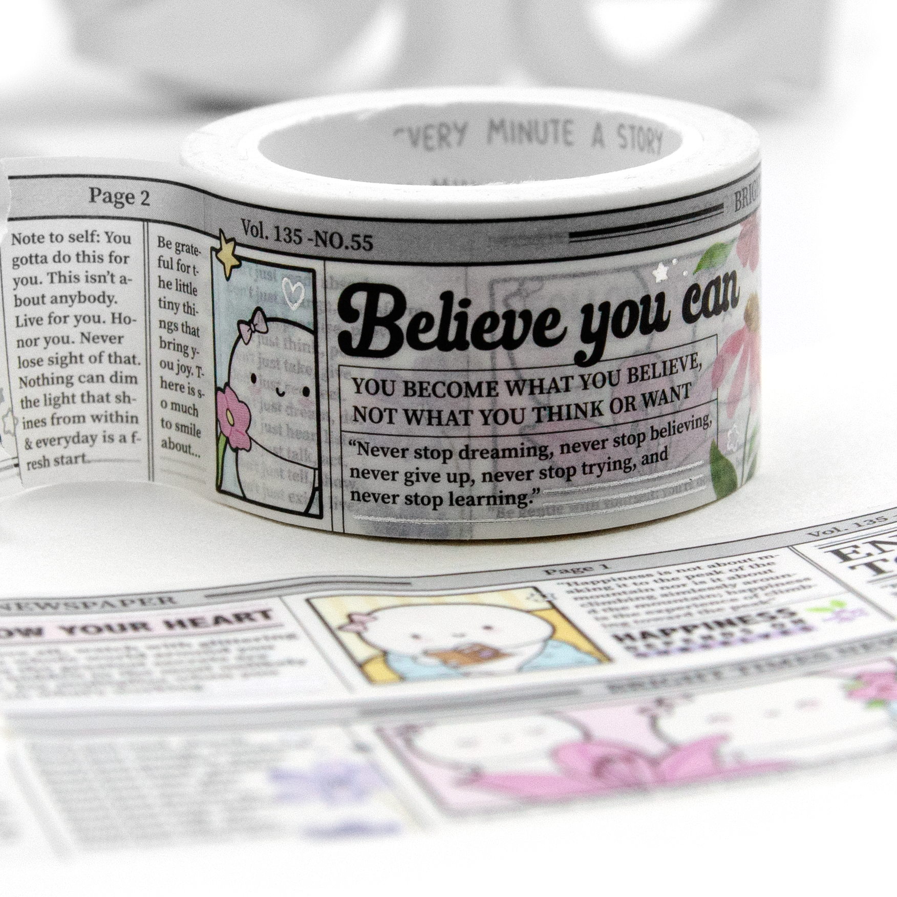 Bright Times Beanie wide washi Vol.2, newspaper- Limited Stock! Limit 2/order