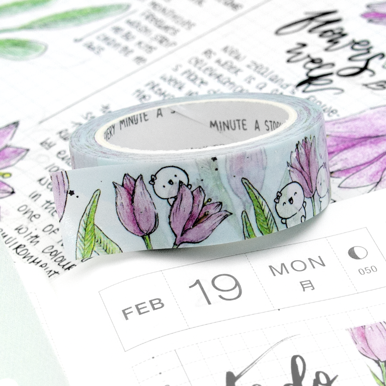 Tulip-licious washi, hand sketched- LIMITED STOCK! Limit 2/order