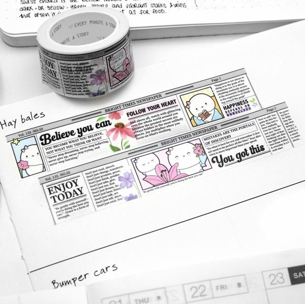 Bright Times Beanie wide washi Vol.2, newspaper- Limited Stock! Limit 2/order