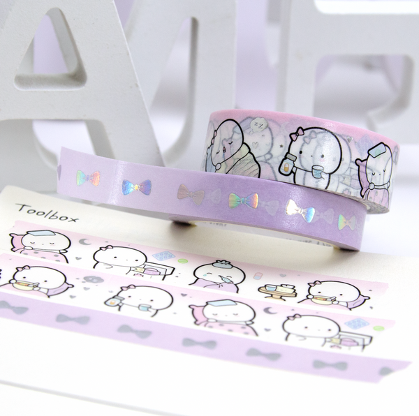 Sick Day Beanie silver/holo foil washi - LIMITED STOCK! LIMIT: 2/order