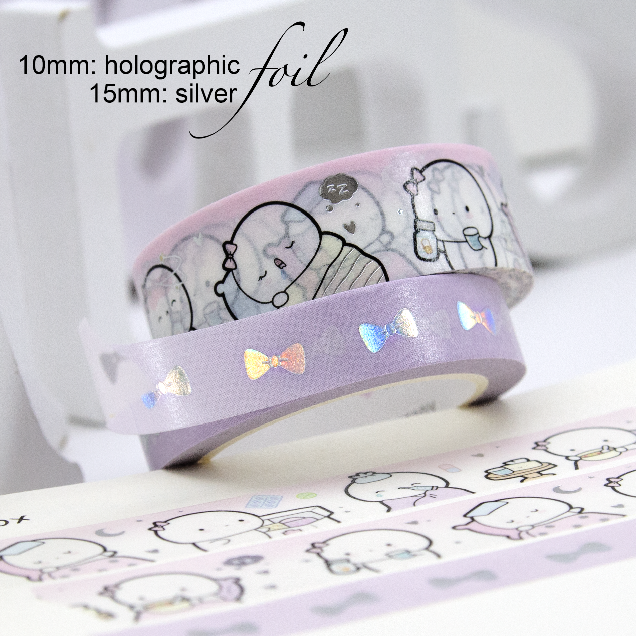 Sick Day Beanie silver/holo foil washi - LIMITED STOCK! LIMIT: 2/order