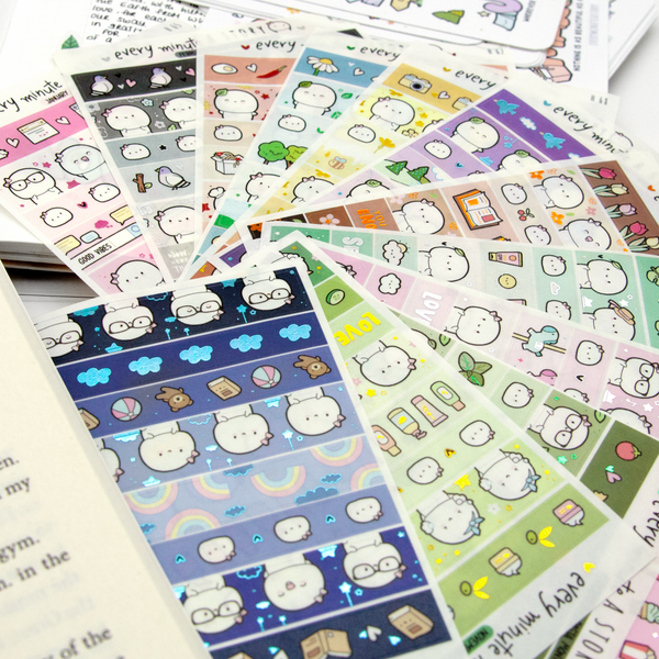 2025 monthly deco stickers matching foiled washi strips on washi paper, Vol.2