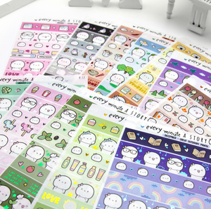 2025 monthly deco stickers matching foiled washi strips on washi paper, Vol.2