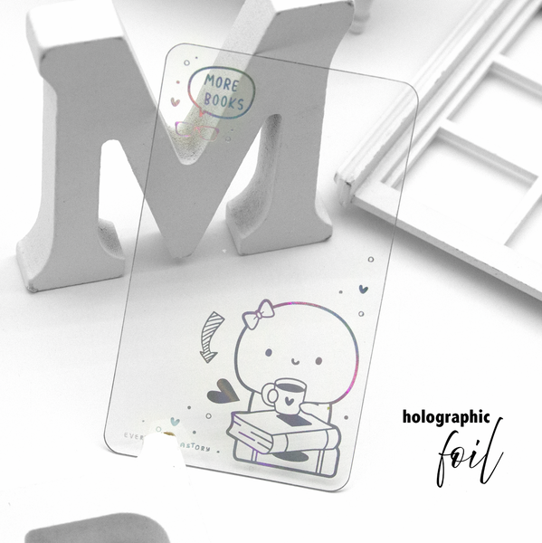 Coffee & books, holographic washi card - Limited Stock!