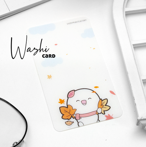 Crunchy leaves, fall washi card- Limited Stock, Limit 2/order
